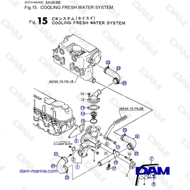 Yanmar 3JH2E - COOLING FRESH WATER SYSTEM