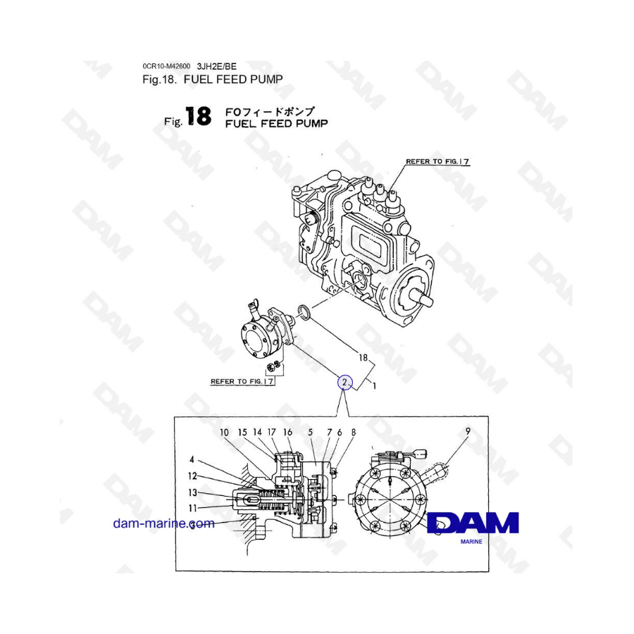 Yanmar 3JH2E - BOMBA DE ALIMENTACIÃ“N DE COMBUSTIBLE 