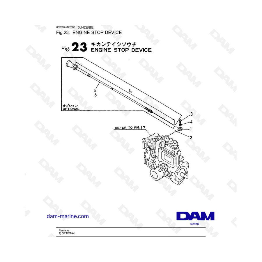 Yanmar 3JH2E - DISPOSITIVO DE PARADA DEL MOTOR