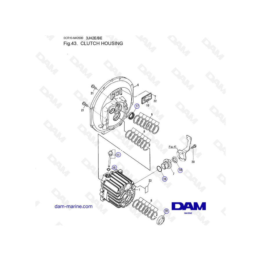 Yanmar 3JH2E - CAJA DEL EMBRAGUE