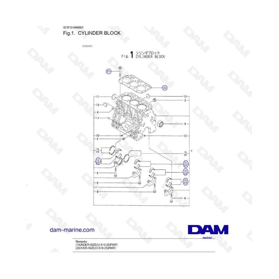 Yanmar 3JH3 - CYLINDER BLOCK