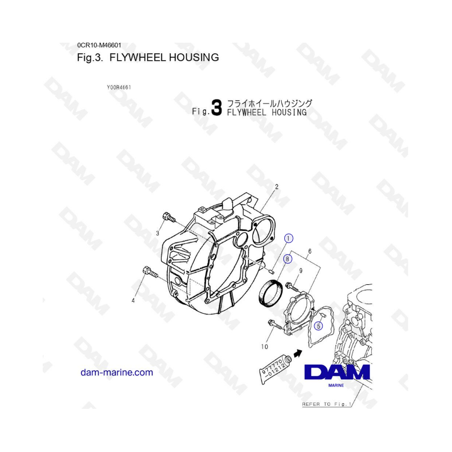 Yanmar 3JH3 - CARCASA DEL VOLANTE