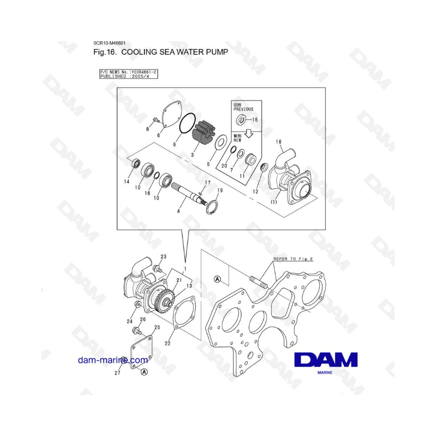 Yanmar 3JH3 - BOMBA DE AGUA DE MAR REFRIGERADA
