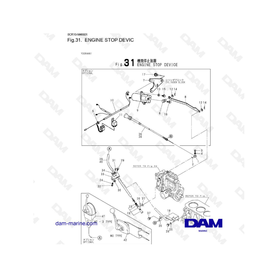 Yanmar 3JH3 - DISPOSITIVO DE PARADA DEL MOTOR
