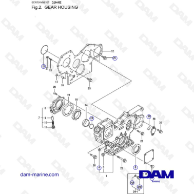 Yanmar 3JH4E - GEAR HOUSING