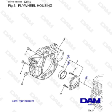 Yanmar 3JH4E - FLYWHEEL HOUSING