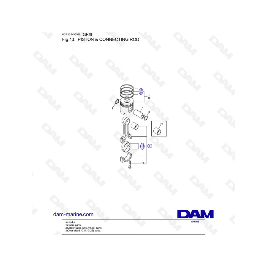 Yanmar 3JH4E - PISTÃ“N Y BIELA