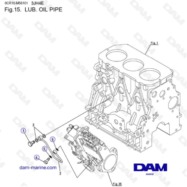 Yanmar 3JH4E - LUB. OIL PIPE