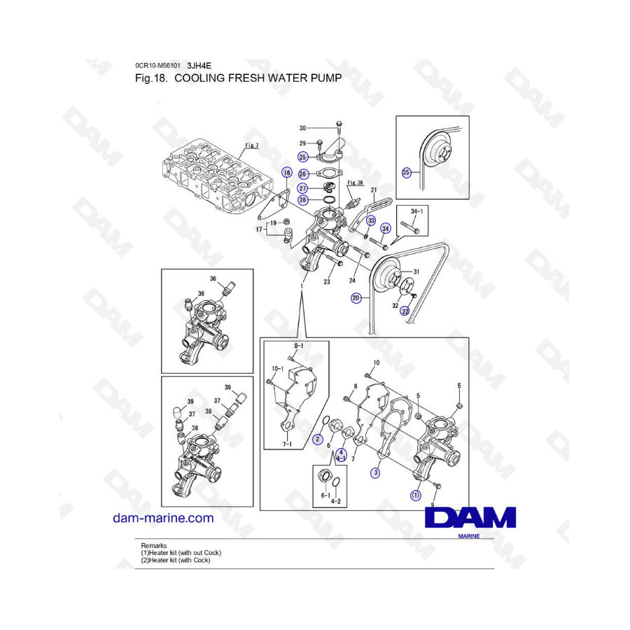 Yanmar 3JH4E - COOLING FRESH WATER PUMP