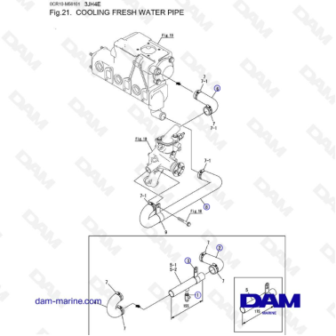 Yanmar 3JH4E - COOLING FRESH WATER PIPE