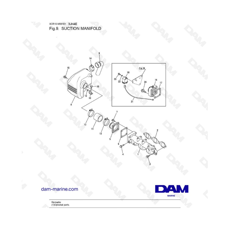 Yanmar 3JH4E - COLECTOR DE SUCCIÃ“N