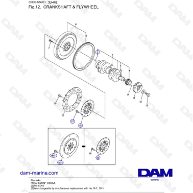 Yanmar 3JH4E - CRANKSHAFT & FLYWHEEL