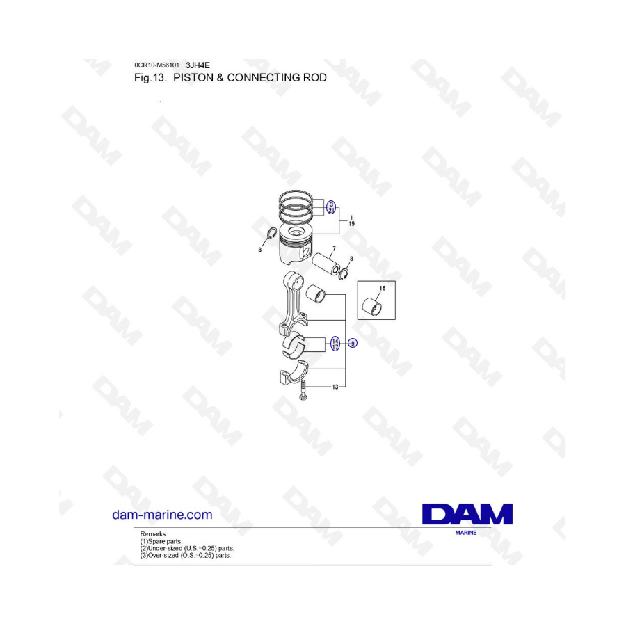 Yanmar 3JH4E - PISTON & CONNECTING ROD