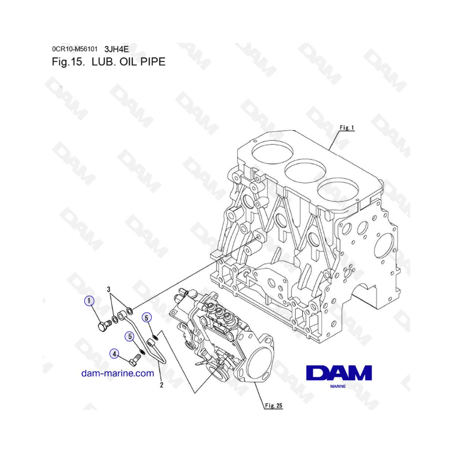 Yanmar 3JH4E - LUBRICANTE. TUBERÍA DE PETRÓLEO