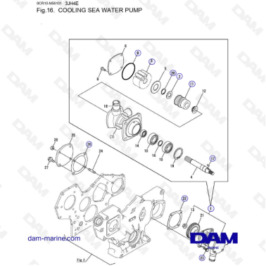 Yanmar 3JH4E - COOLING SEA WATER PUMP