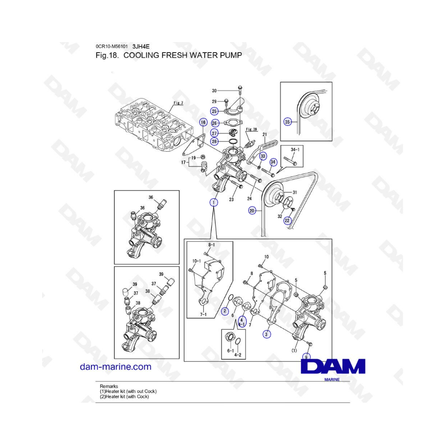 Yanmar 3JH4E - COOLING FRESH WATER PUMP