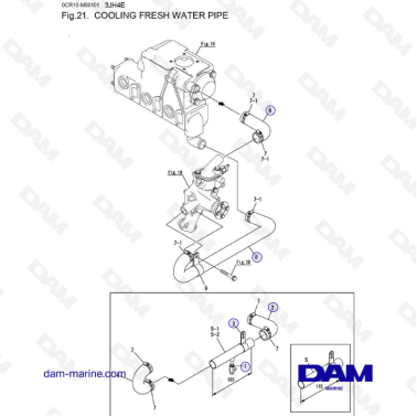 Yanmar 3JH4E - COOLING FRESH WATER PIPE
