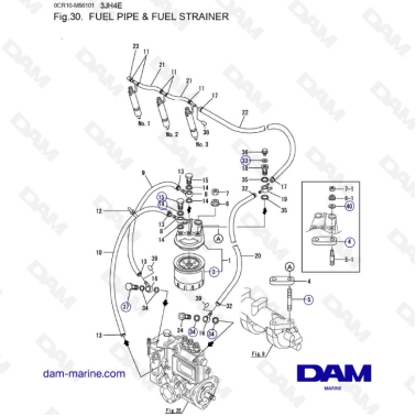 Yanmar 3JH4E - FUEL PIPE & FUEL STRAINER