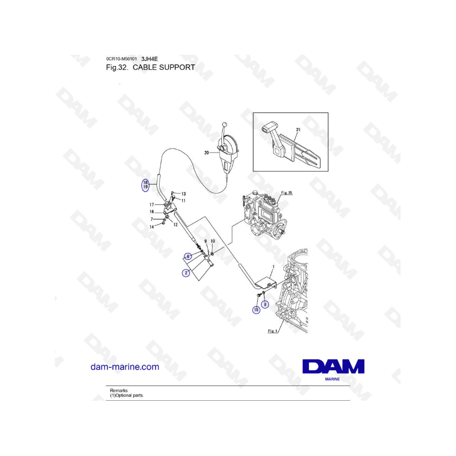 Yanmar 3JH4E - CABLE SUPPORT