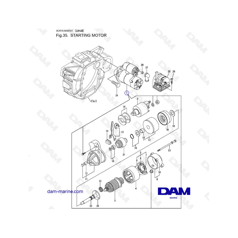 Yanmar 3JH4E - STARTING MOTOR