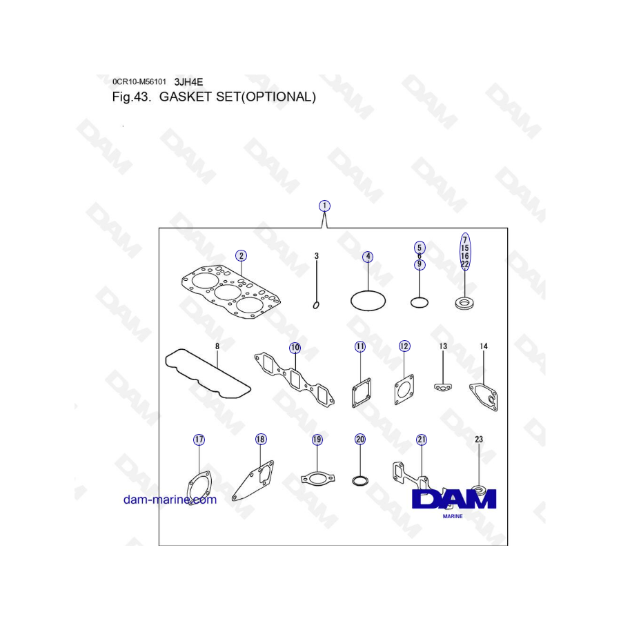 Yanmar 3JH4E - KIT DE JOINTS