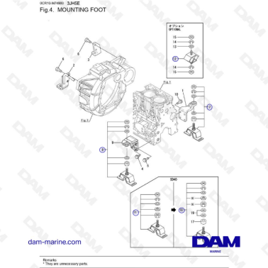 Yanmar 3JH5E - PIE DE MONTAJE