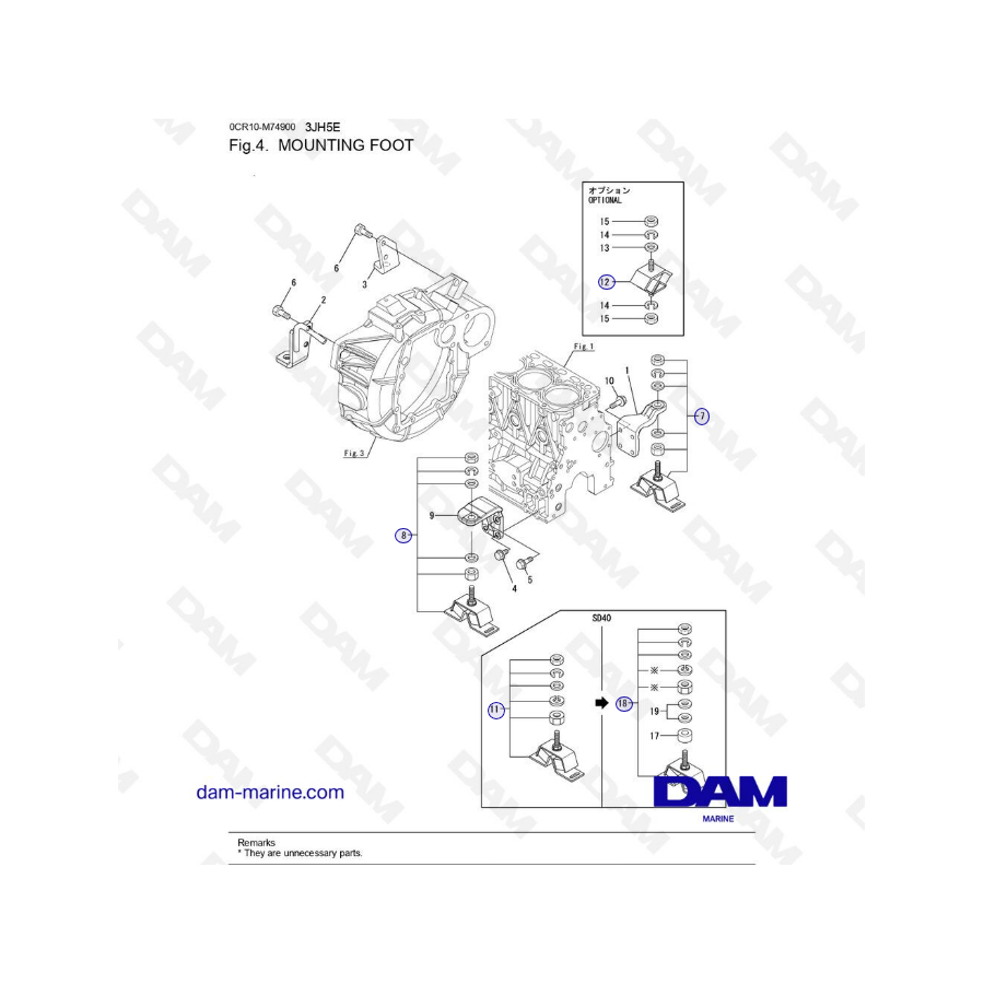 Yanmar 3JH5E - MOUNTING FOOT