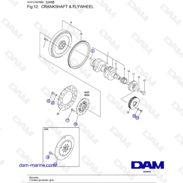 Yanmar 3JH5E - CRANKSHAFT & FLYWHEEL