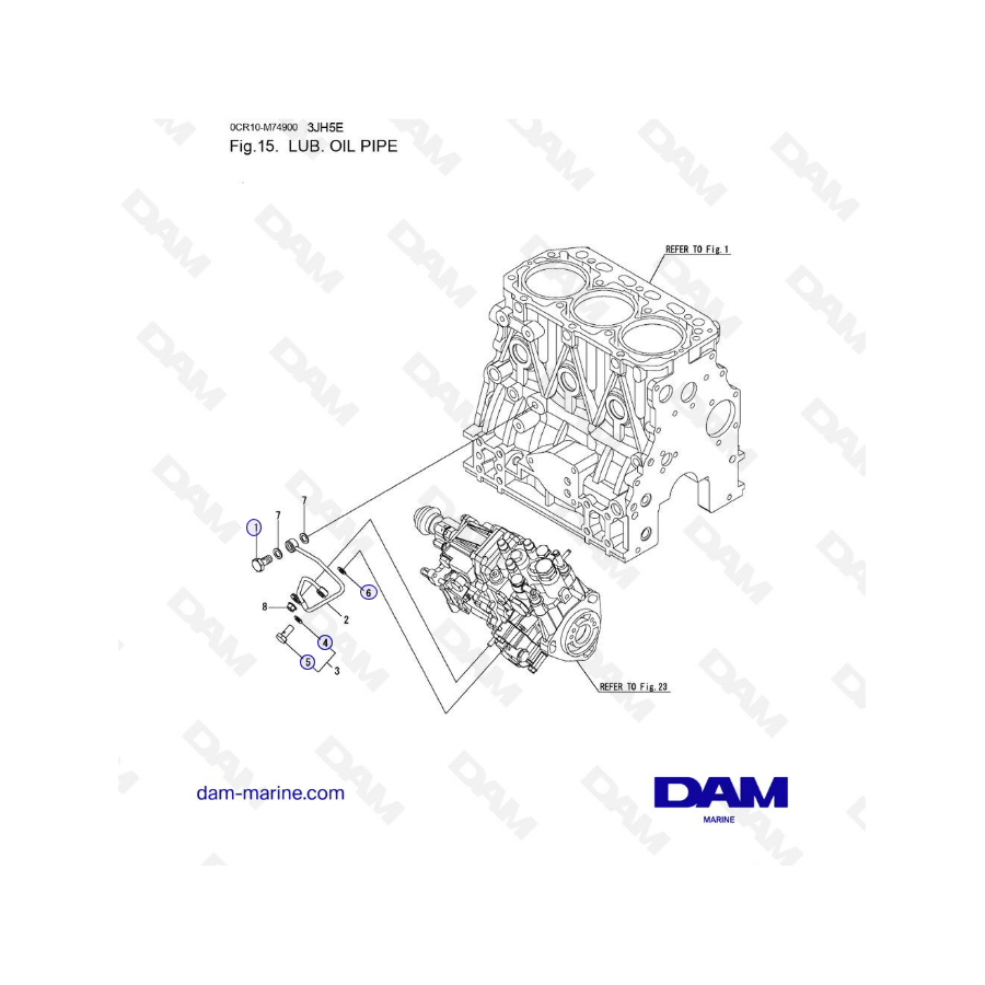 Yanmar 3JH5E - LUB. OIL PIPE