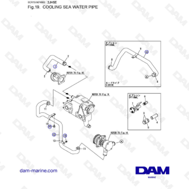 Yanmar 3JH5E - COOLING SEA WATER PIPE