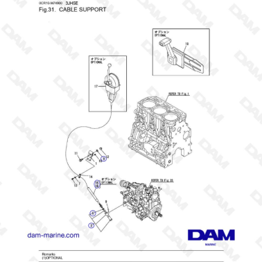 Yanmar 3JH5E - CABLE SUPPORT