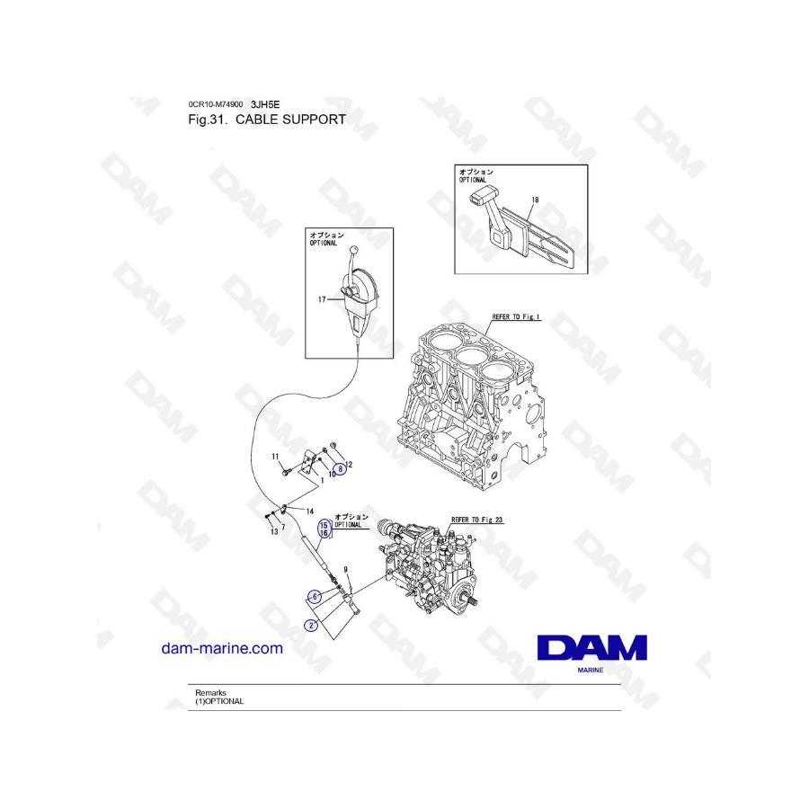 Yanmar 3JH5E - CABLE SUPPORT
