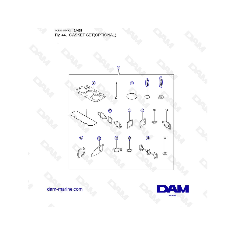 Yanmar 3JH5E - KIT DE JOINTS