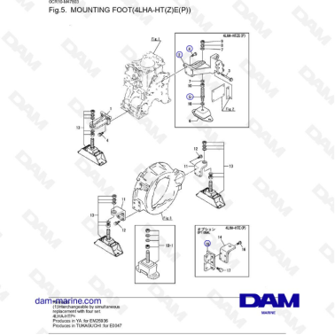 Yanmar 4LHA - PIE DE MONTAJE