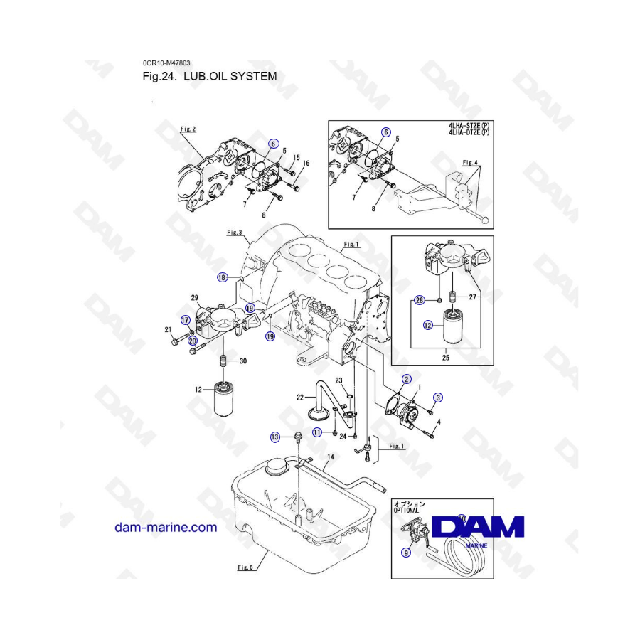 Yanmar 4LHA - LUB. OIL SYSTEM
