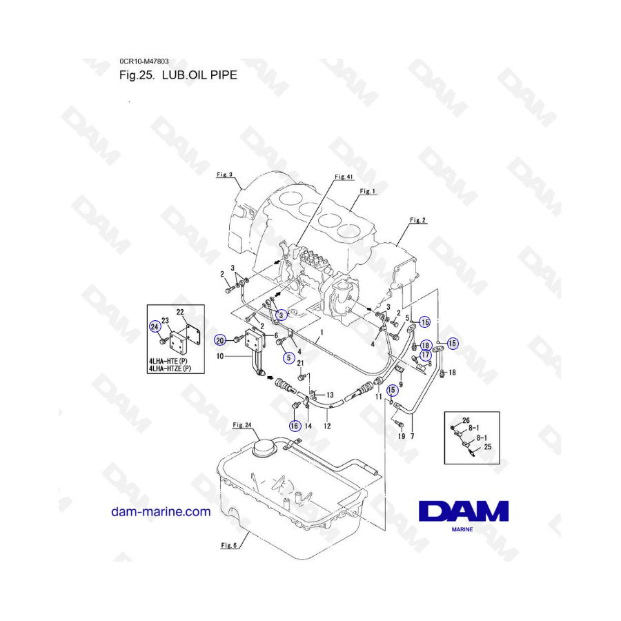Yanmar 4LHA - LUB.OIL PIPE