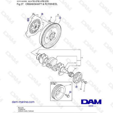 Yanmar 4LH - Crankshaft & Flywheel