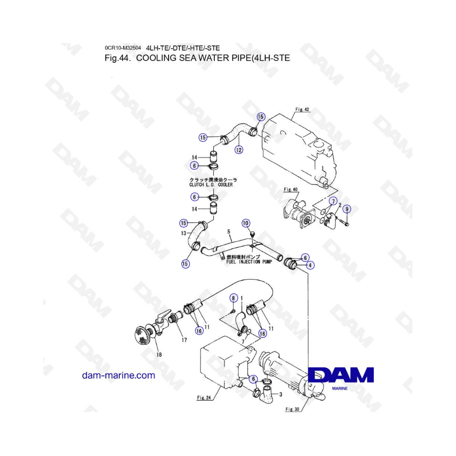 Yanmar 4LH-STE - COOLING SEA WATER PIPE