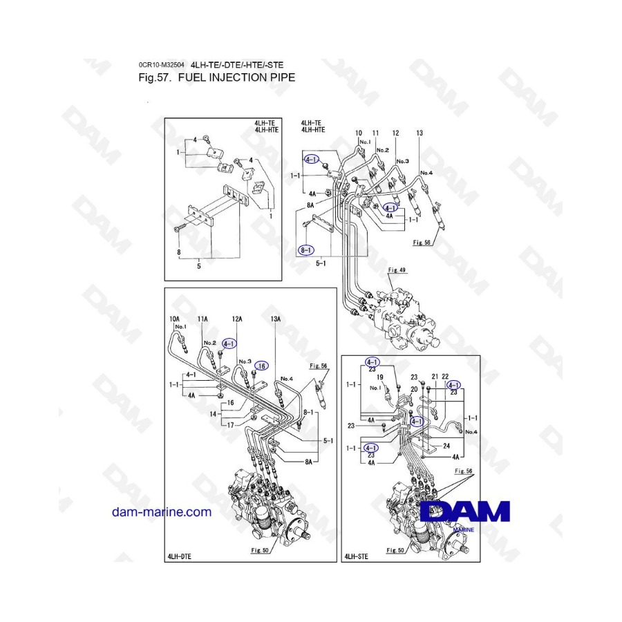 Yanmar 4LH - FUEL INJECTION PIPE