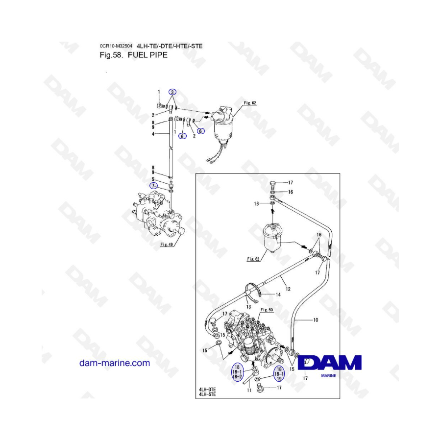 Yanmar 4LH - FUEL PIPE