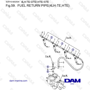 Yanmar 4LH-TE, HTE - FUEL RETURN PIPE