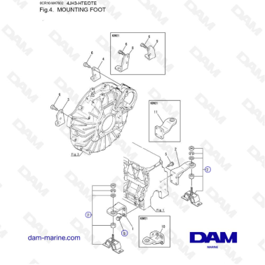 Yanmar 4JH3 - PIE DE MONTAJE