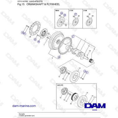 Yanmar 4JH3 - CRANKSHAFT & FLYWHEEL