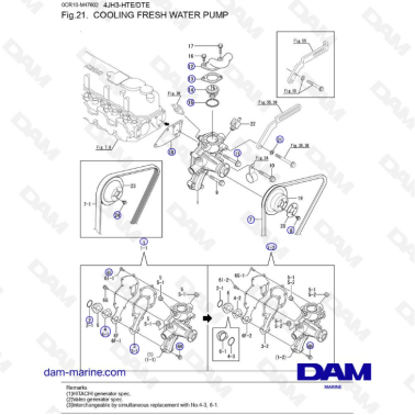 Yanmar 4JH3 - COOLING FRESH WATER PUMP