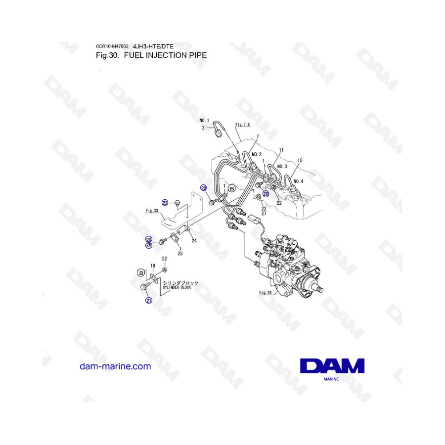 Yanmar 4JH3 - FUEL INJECTION PIPE