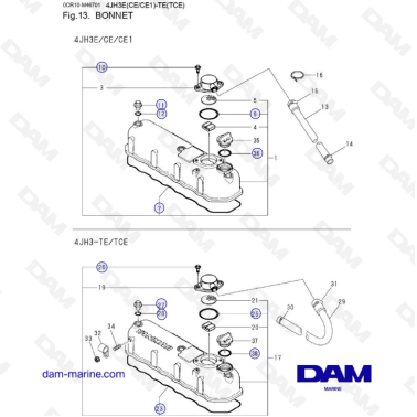 Yanmar 4JH3E - BONNET