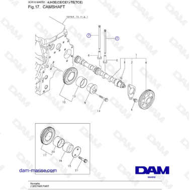 Yanmar 4JH3-E - ÁRBOL DE LEVAS