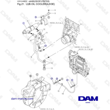 Yanmar 4JH3-E - LUB. OIL COOLER