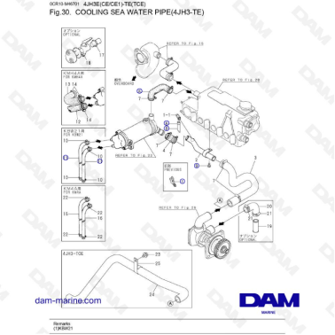 Yanmar 4JH3-E - COOLING SEA WATER PIPE