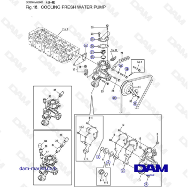 Yanmar 4JH4-E - COOLING FRESH WATER PUMP
